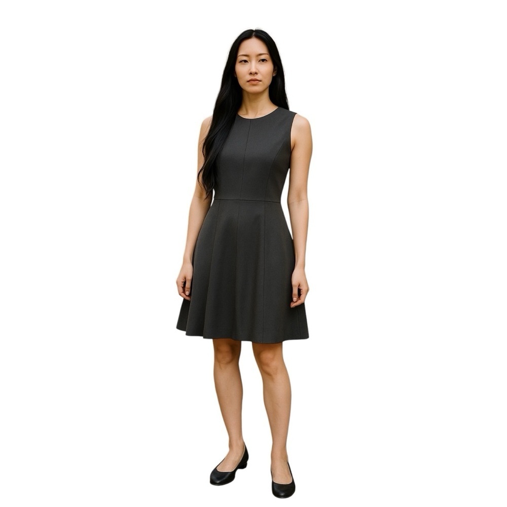 J.Crew Sleeveless Pleated A-Line Dress – Black – Size 10P – Wool